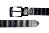 Men's Striped Casual Leather Belt Black 2