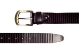 Men's Striped Casual Leather Belt Brown 2