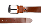 Men's Striped Casual Leather Belt Tan 2