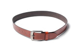 Men's Striped Casual Leather Belt Tan 4