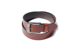 Men's Striped Casual Leather Belt Tan