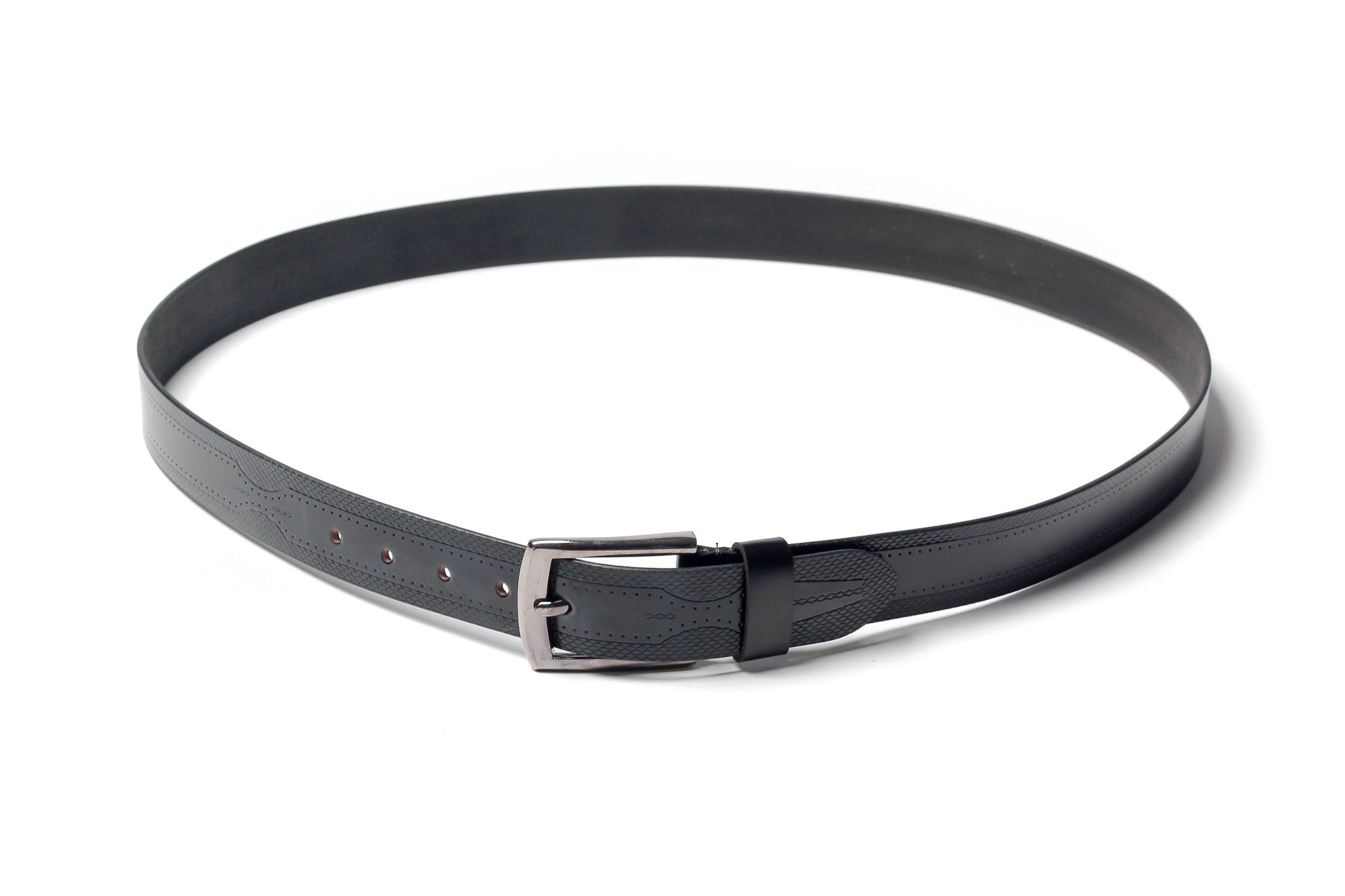 Men's Textured Leather Belt Black 4