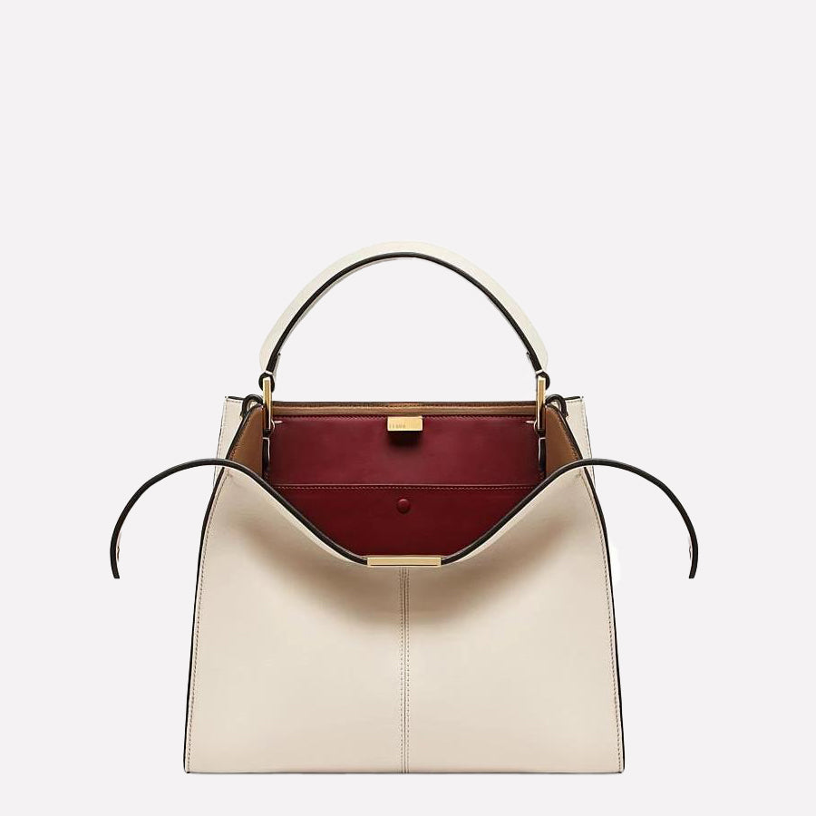 Camelide Women's Lite Leather Zip Top Tote White