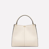 Camelide Women's Lite Leather Zip Top Tote White
