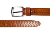 Men's Basketweave Leather Belt Tan