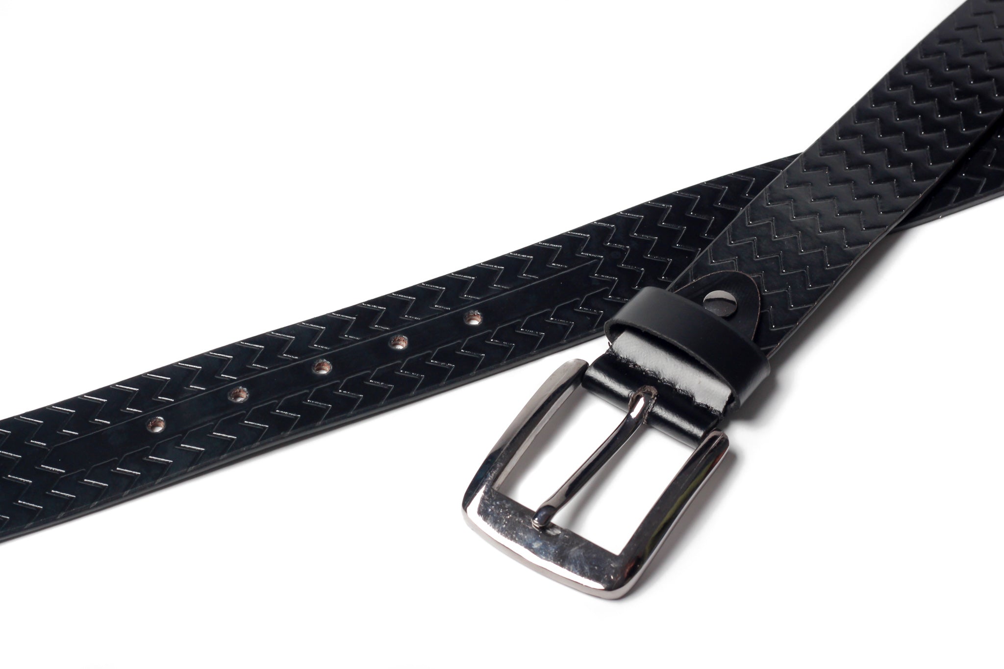 Men's Palladium Lines Leather Belt Black