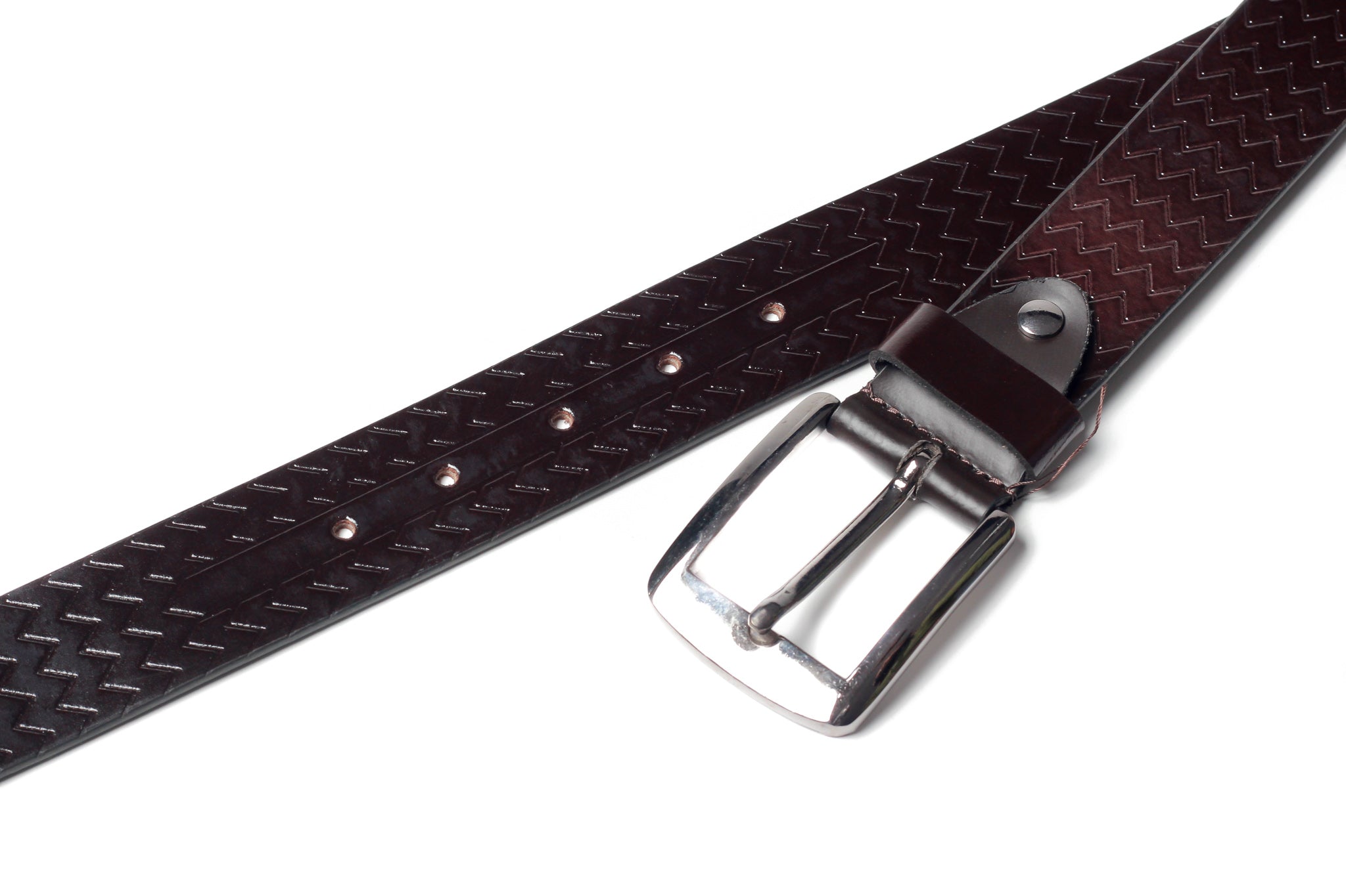 Men's Palladium Lines Leather Belt Brown
