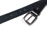 Men's Striped Casual Leather Belt Black