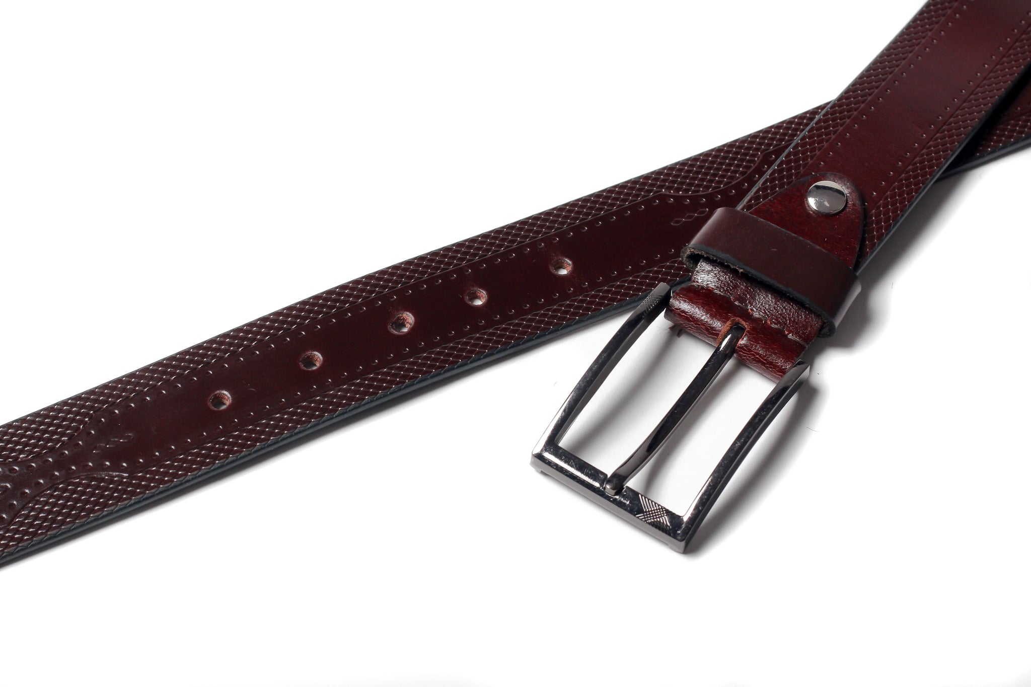 Men's Textured Leather Belt Brown