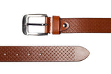 Men's Braid Emboss Leather Belt Tan