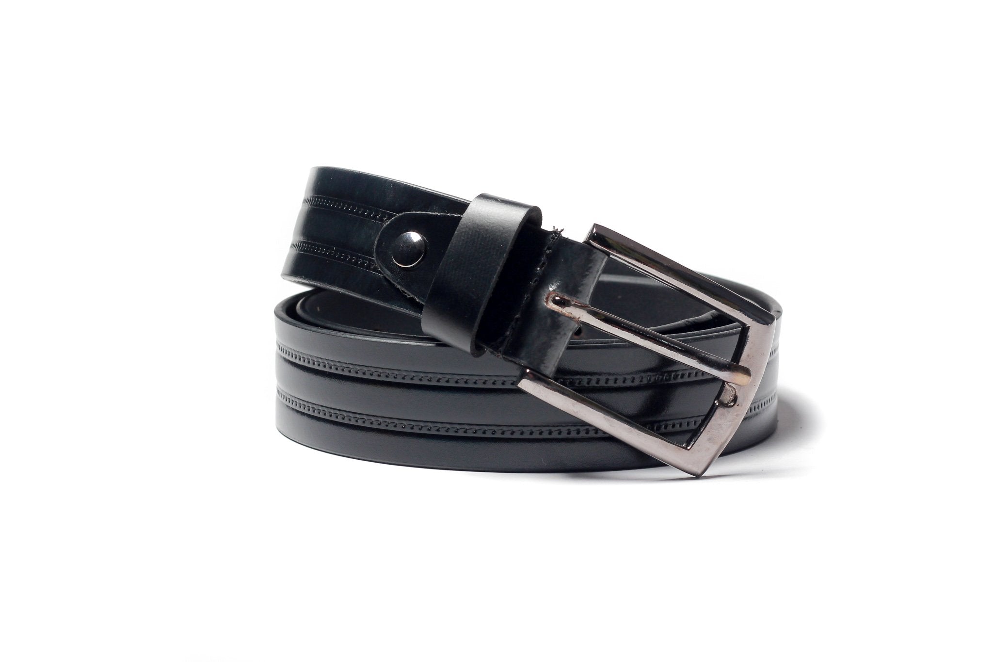 Men's Embossed Leather Belt Black 1