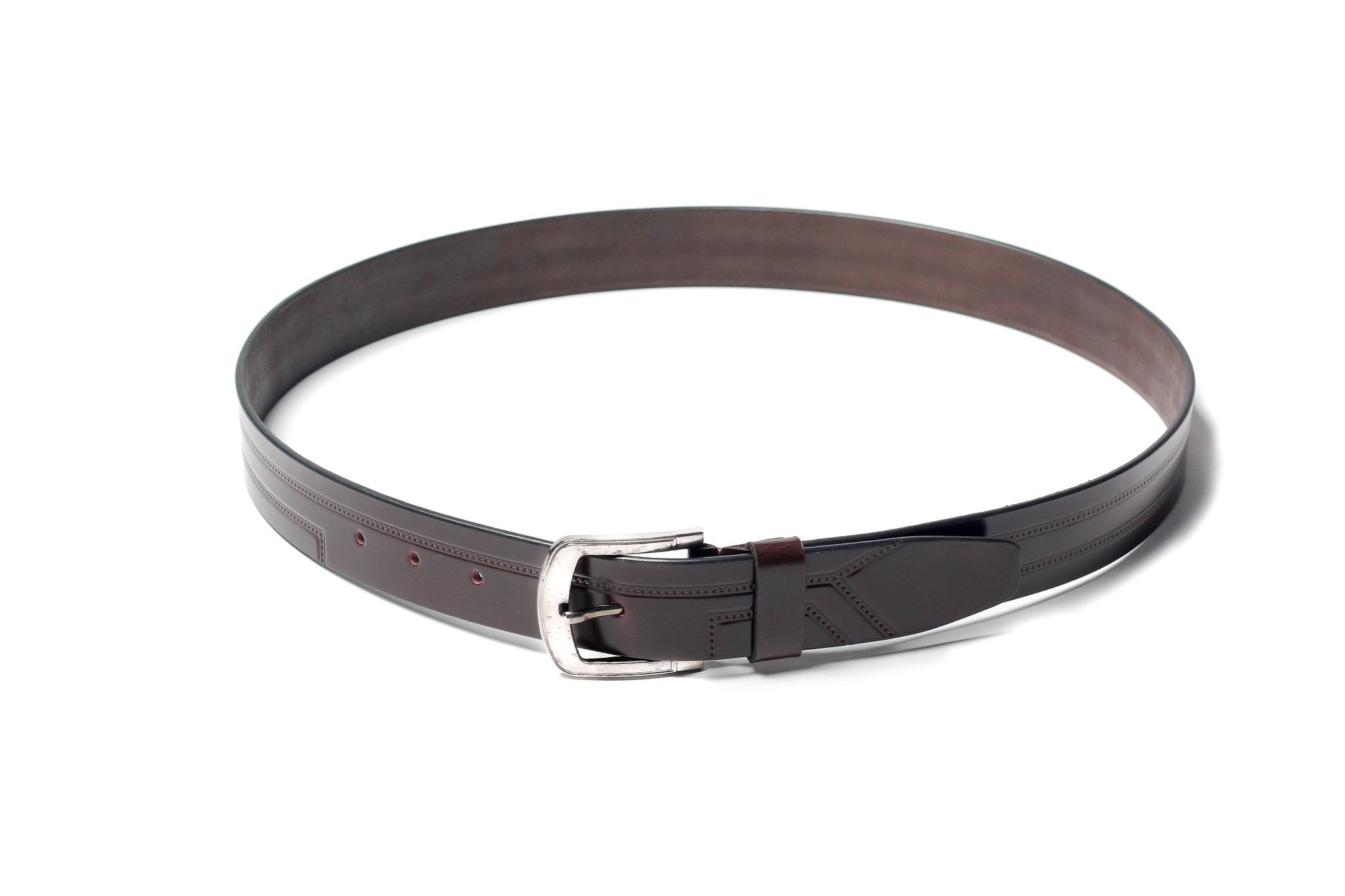 Men's Embossed Leather Belt Brown 5
