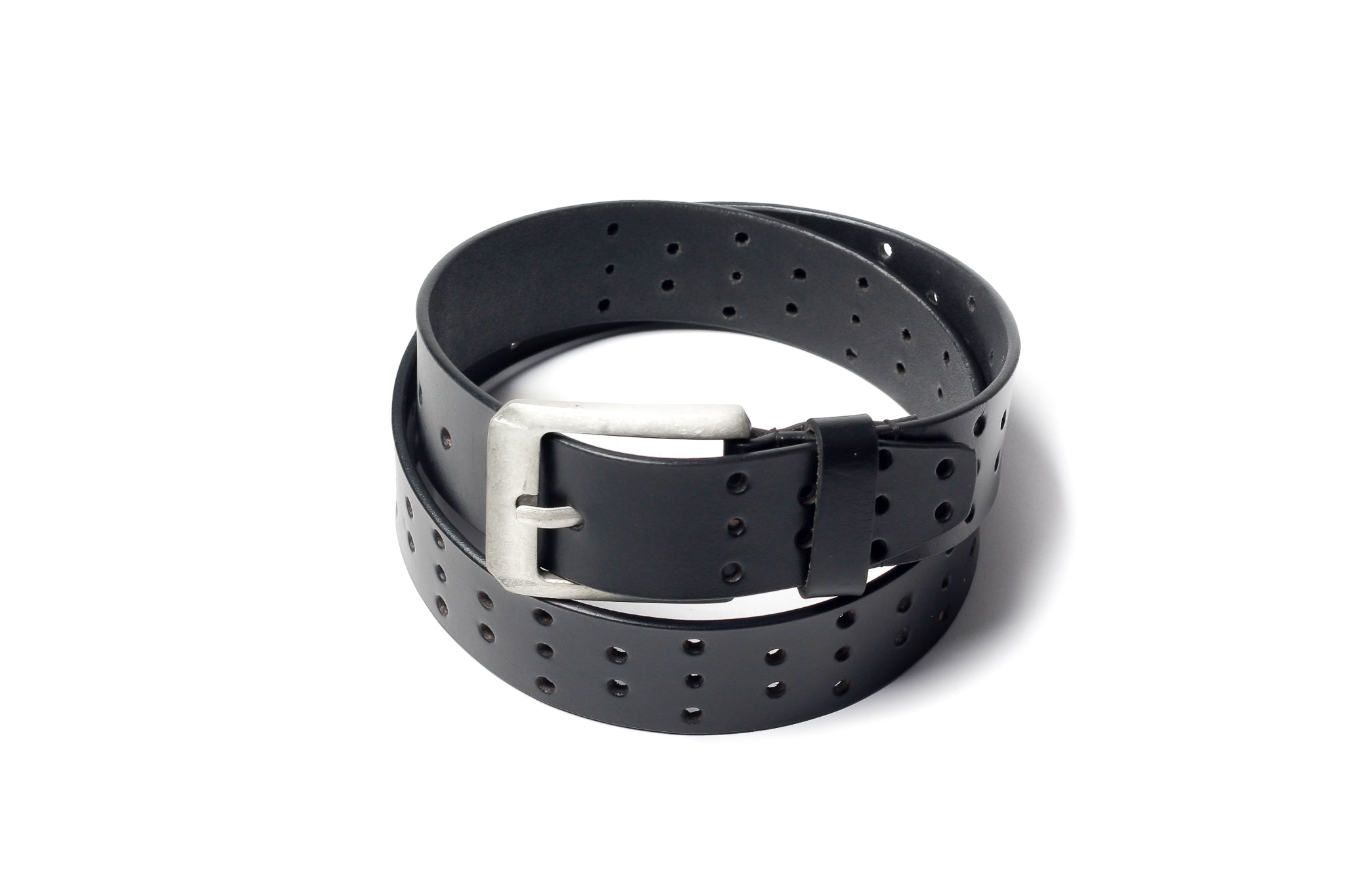 Men's Perforated Leather Belt Black