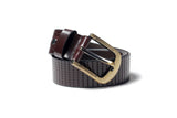 Men's Striped Casual Leather Belt Brown 1