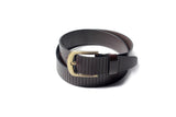 Men's Striped Casual Leather Belt Brown