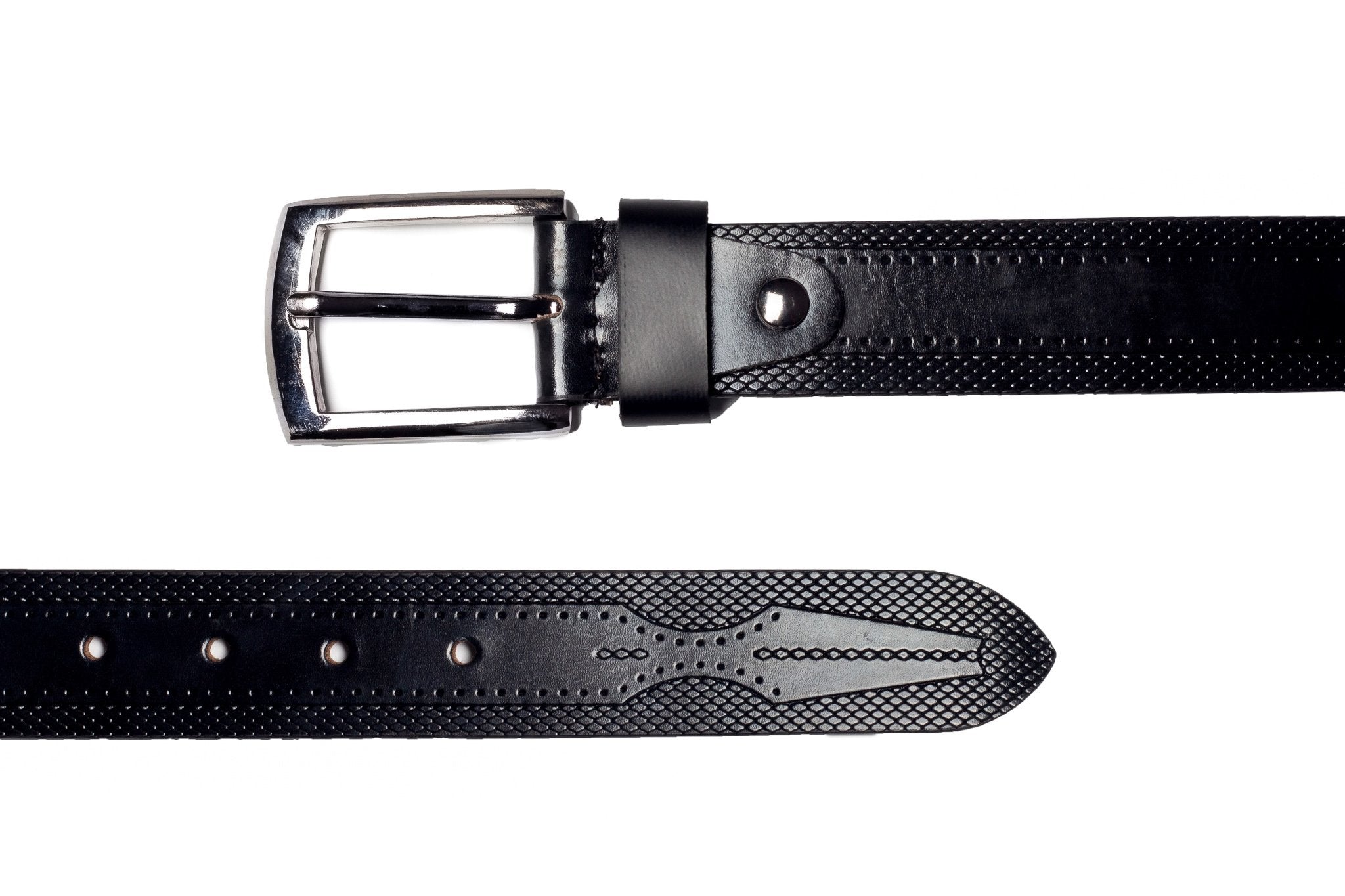 Men's Textured Leather Belt Black 2