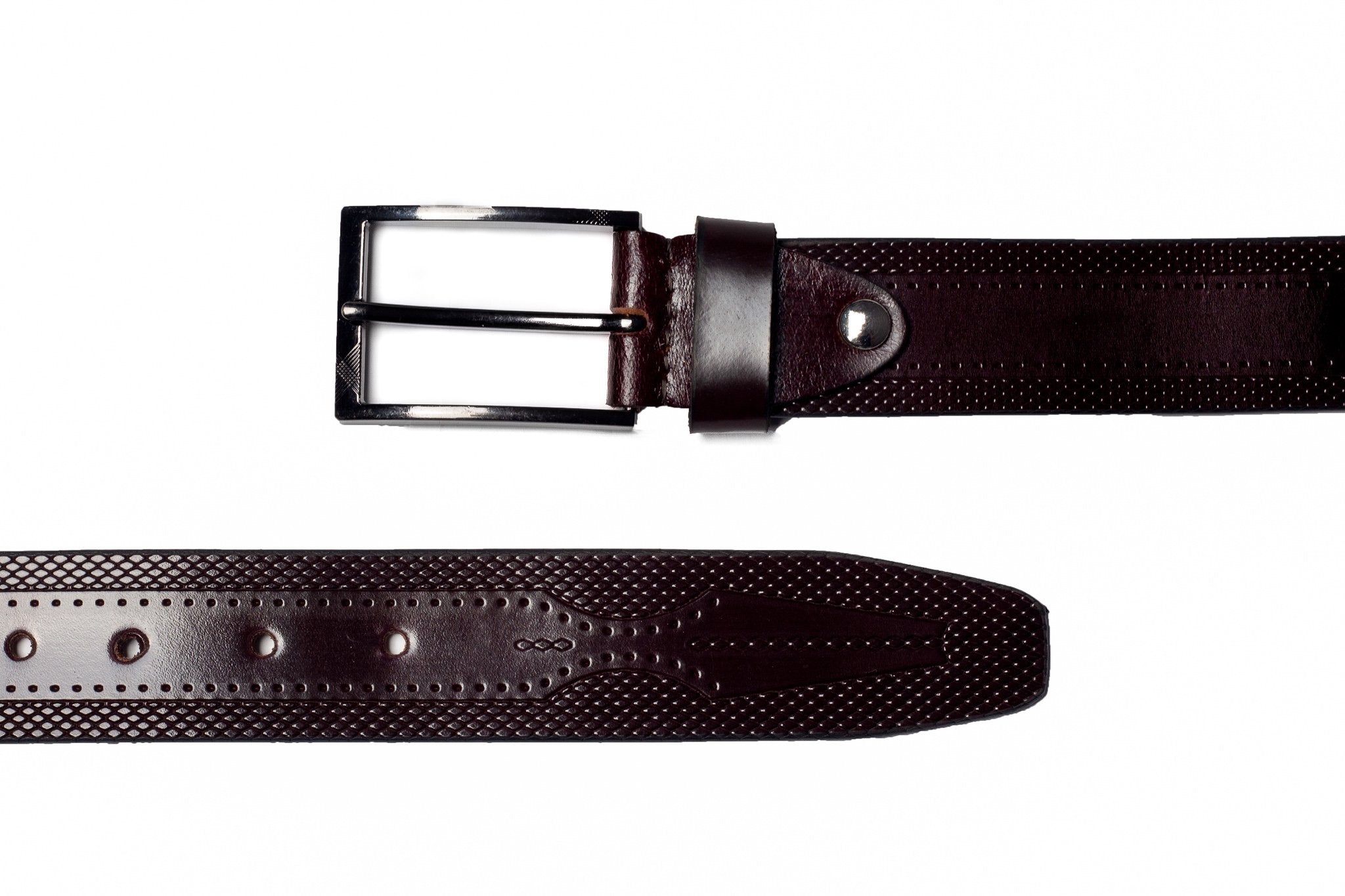 Men's Textured Leather Belt Brown 2