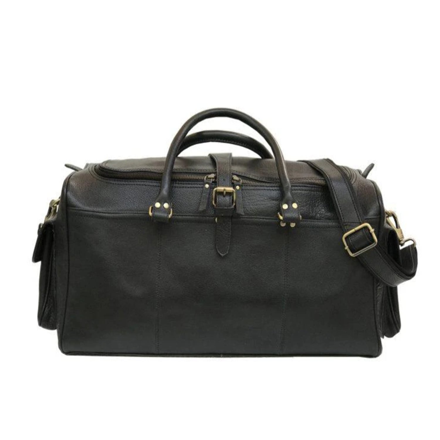 Soft Genuine Leather Duffle Bag Black